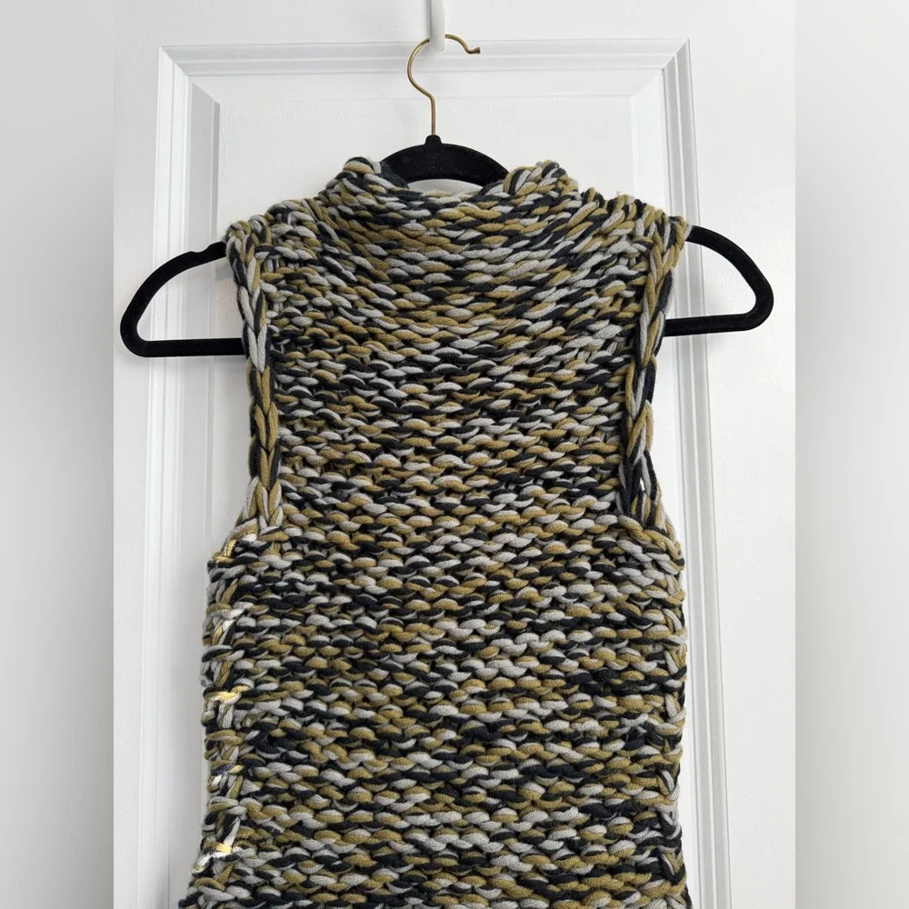 Vintage Illig Knit Sweater Tank Green Gray Black Wool Blend Size Small